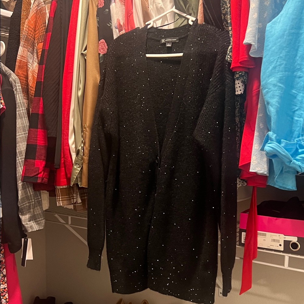 INC International Concepts Black Sequin Cardigan